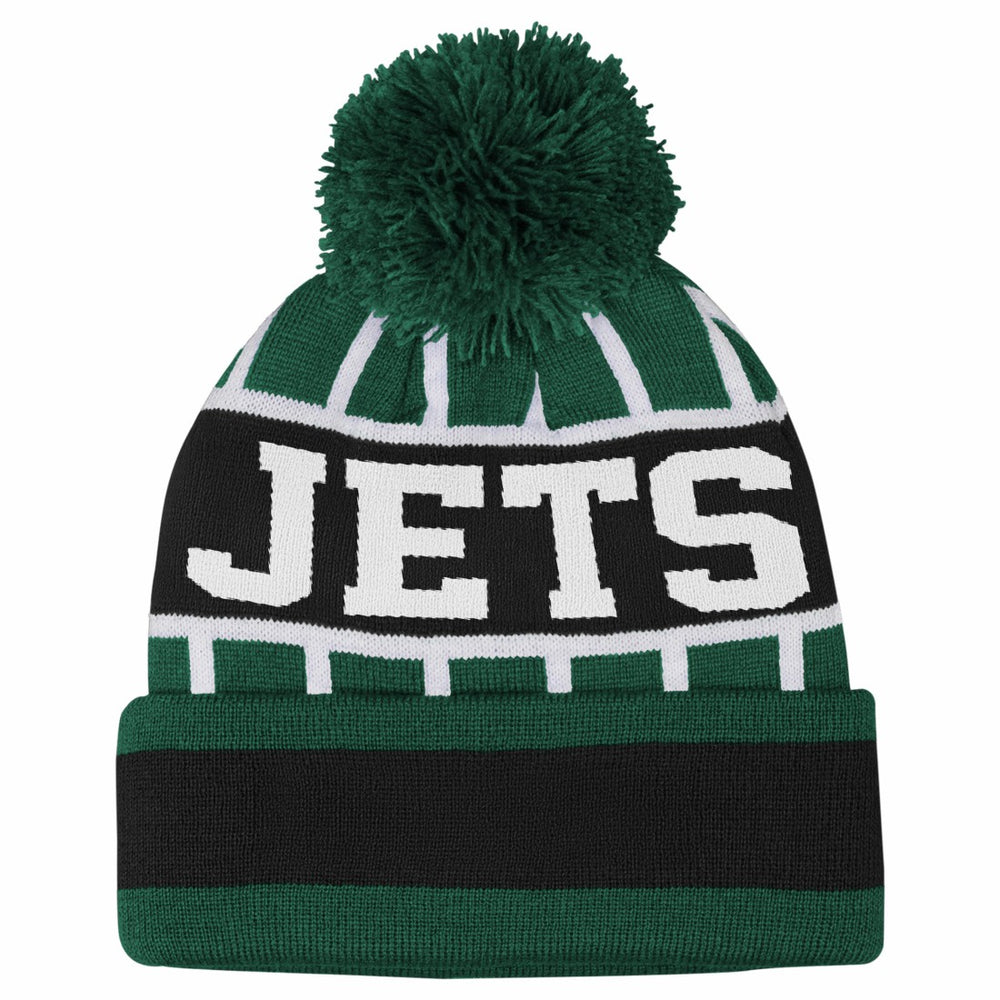Outerstuff Youth Go Fast Cuffed Knit Hat with Pom - New York Jets