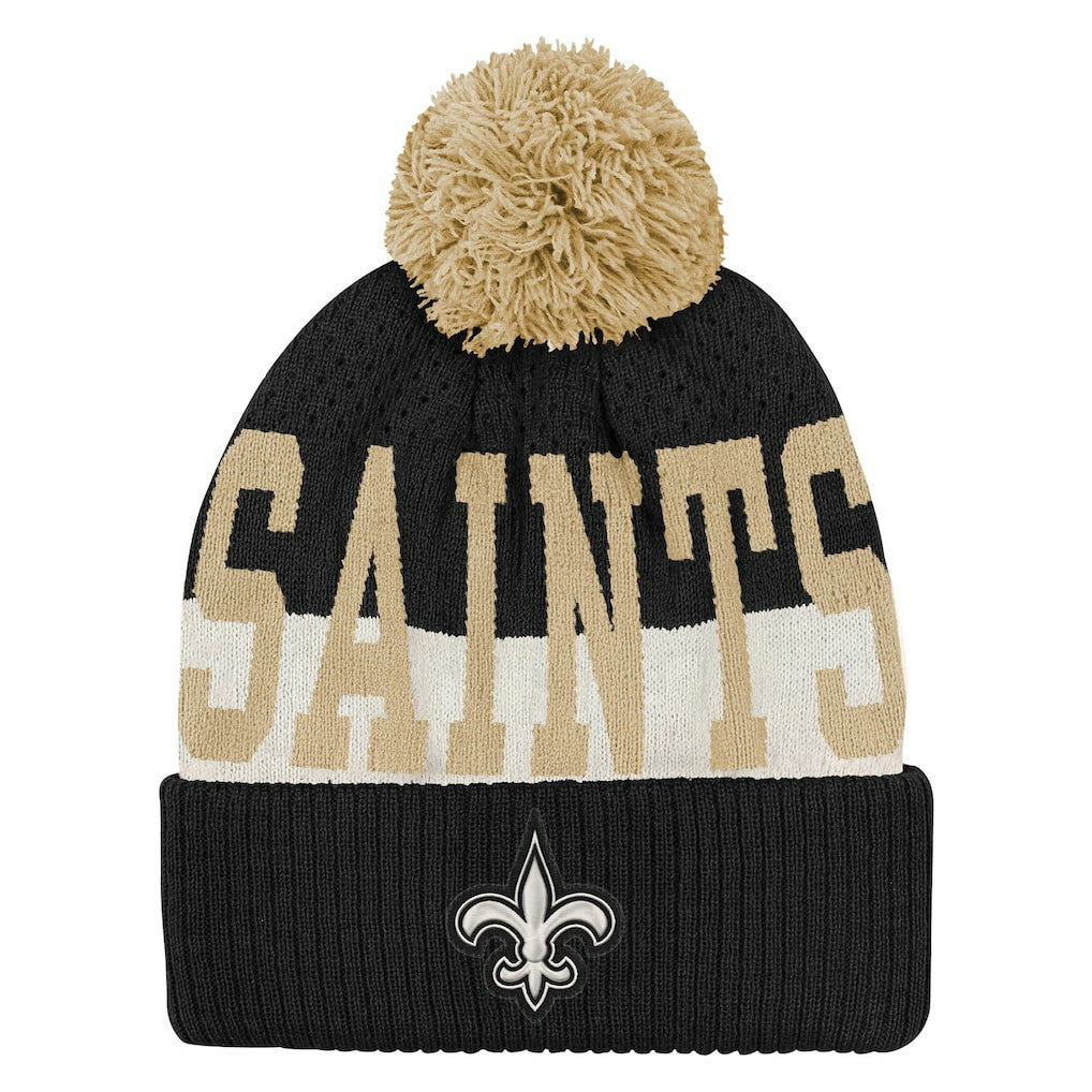 Outerstuff Youth Modern Fan Cuffed Knit Hat with Pom - New Orleans Saints