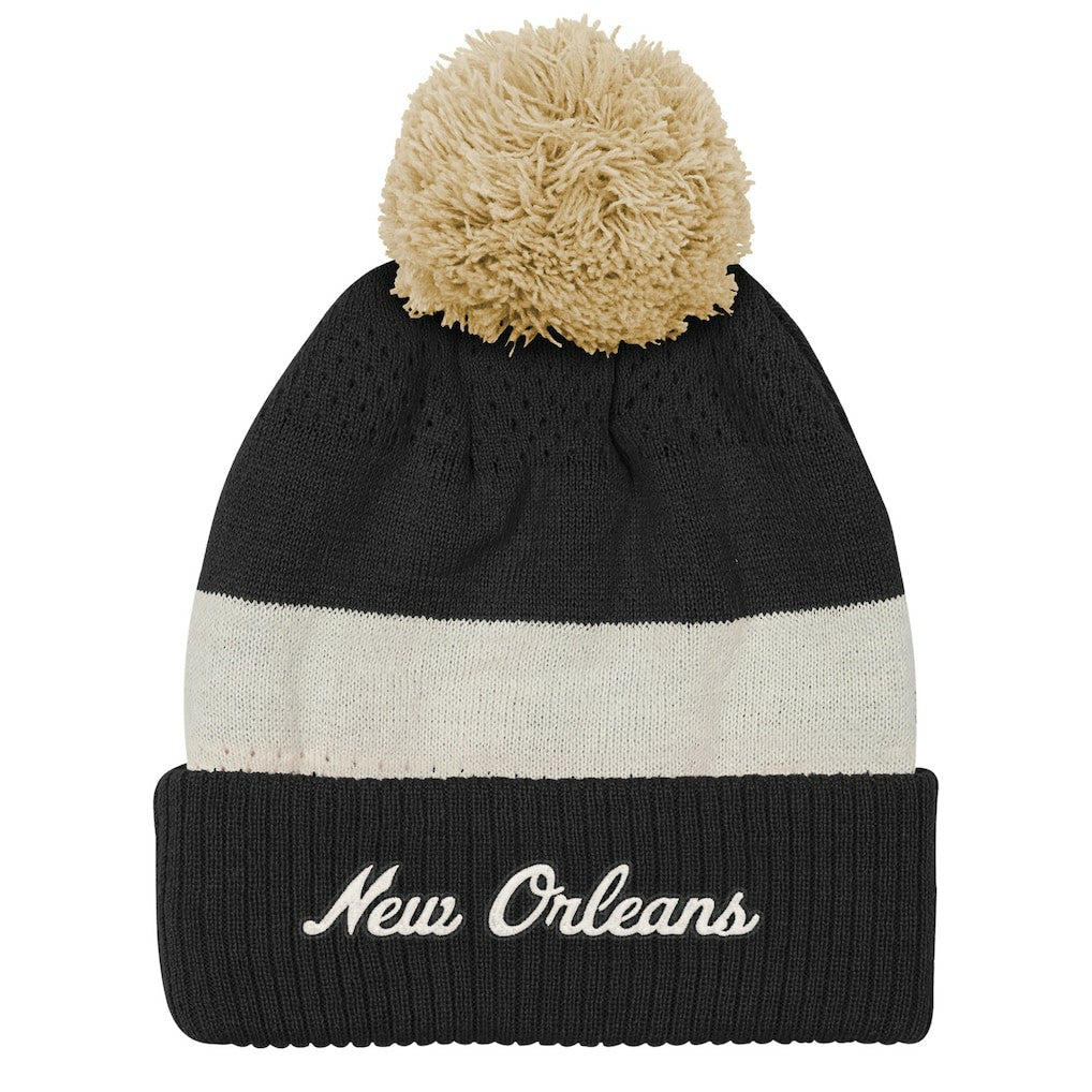 Outerstuff Youth Modern Fan Cuffed Knit Hat with Pom - New Orleans Saints