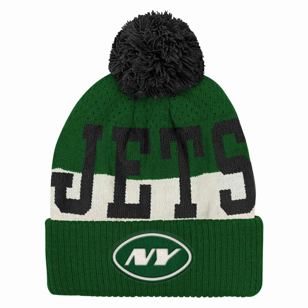 Outerstuff Youth Modern Fan Cuffed Knit Hat with Pom - New York Jets