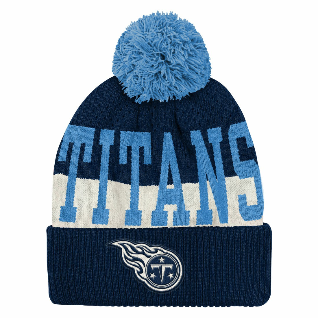Outerstuff Youth Modern Fan Cuffed Knit Hat with Pom - Tennessee Titans