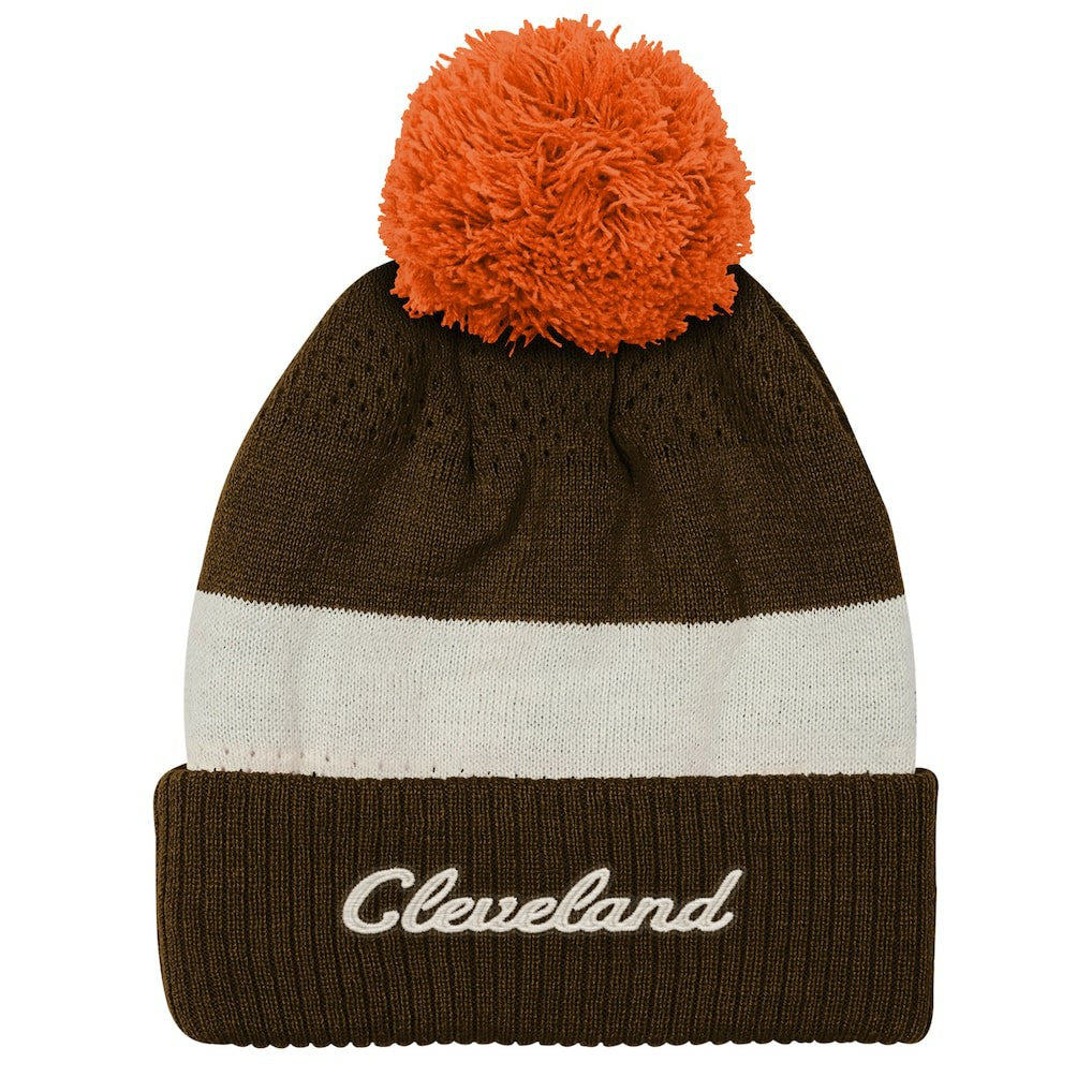 Outerstuff Youth Modern Fan Cuffed Knit Hat with Pom - Cleveland Browns