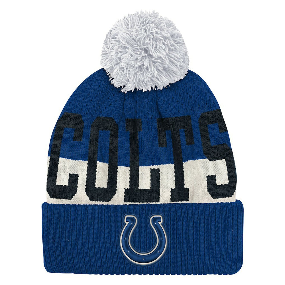 Outerstuff Youth Modern Fan Cuffed Knit Hat with Pom - Indianapolis Colts