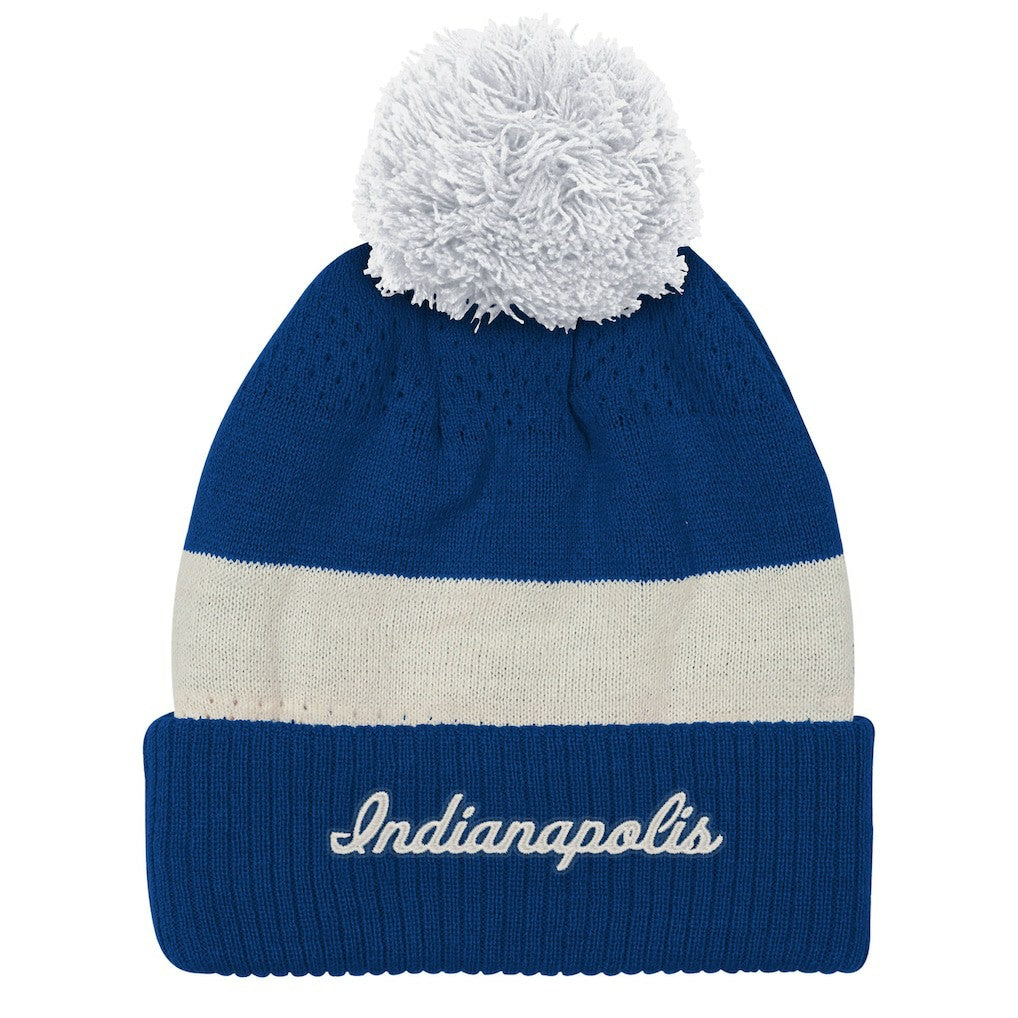 Outerstuff Youth Modern Fan Cuffed Knit Hat with Pom - Indianapolis Colts