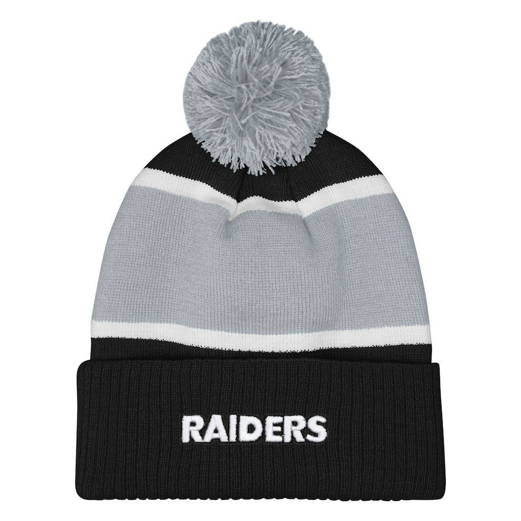 Outerstuff Girls Let's Play Cuffed Knit Hat with Pom - Las Vegas Raiders