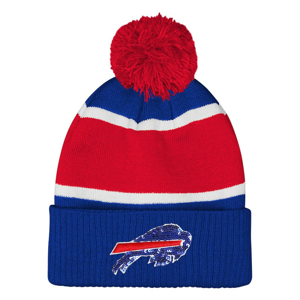 Outerstuff Girls Let's Play Cuffed Knit Hat with Pom - Buffalo Bills