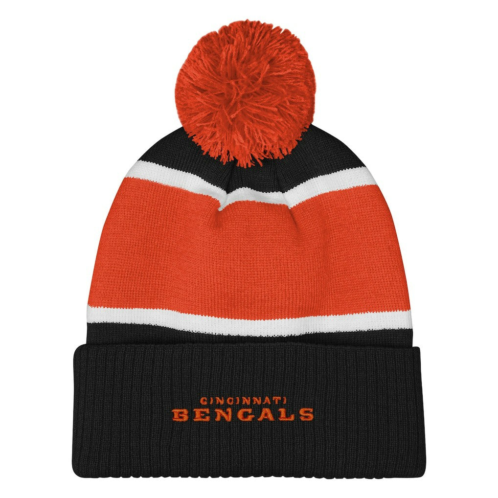 Outerstuff Girls Let's Play Cuffed Knit Hat with Pom - Cincinnati Bengals