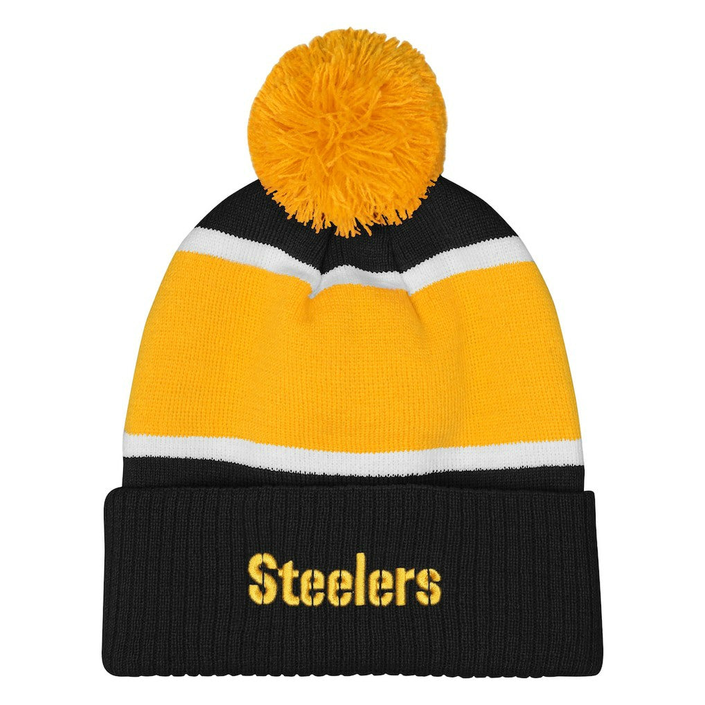 Outerstuff Girls Let's Play Cuffed Knit Hat with Pom - Pittsburgh Steelers