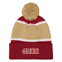 Outerstuff Girls Let's Play Cuffed Knit Hat with Pom - San Francisco 49ers