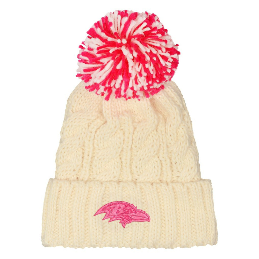 Outerstuff Girls Cable Cuffed Knit Hat with Pom - Baltimore Ravens