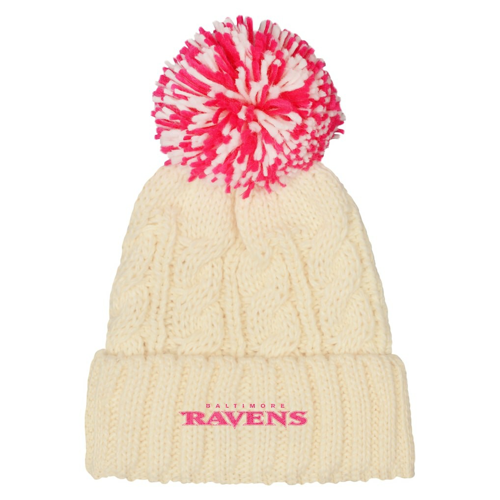 Outerstuff Girls Cable Cuffed Knit Hat with Pom - Baltimore Ravens