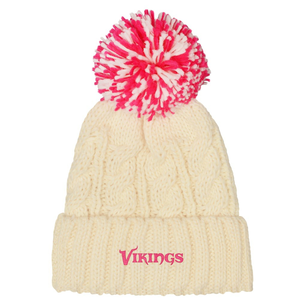 Outerstuff Girls Cable Cuffed Knit Hat with Pom - Minnesota Vikings