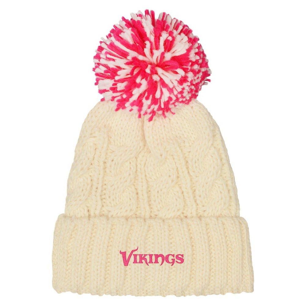 Outerstuff Girls Cable Cuffed Knit Hat with Pom - Minnesota Vikings