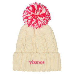 Outerstuff Girls Cable Cuffed Knit Hat with Pom - Minnesota Vikings