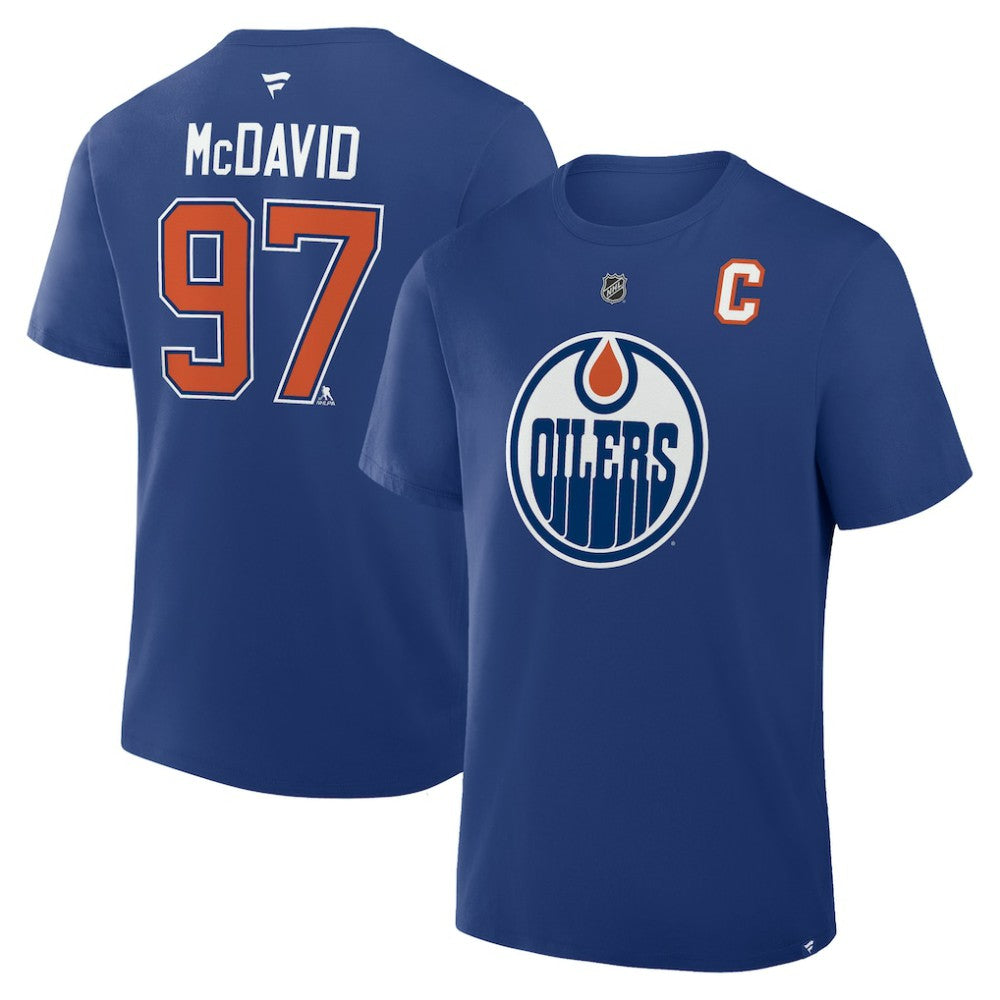 NHL Royal Connor McDavid Edmonton Oilers Fanatics Authentic Stack Name & Number T-Shirt