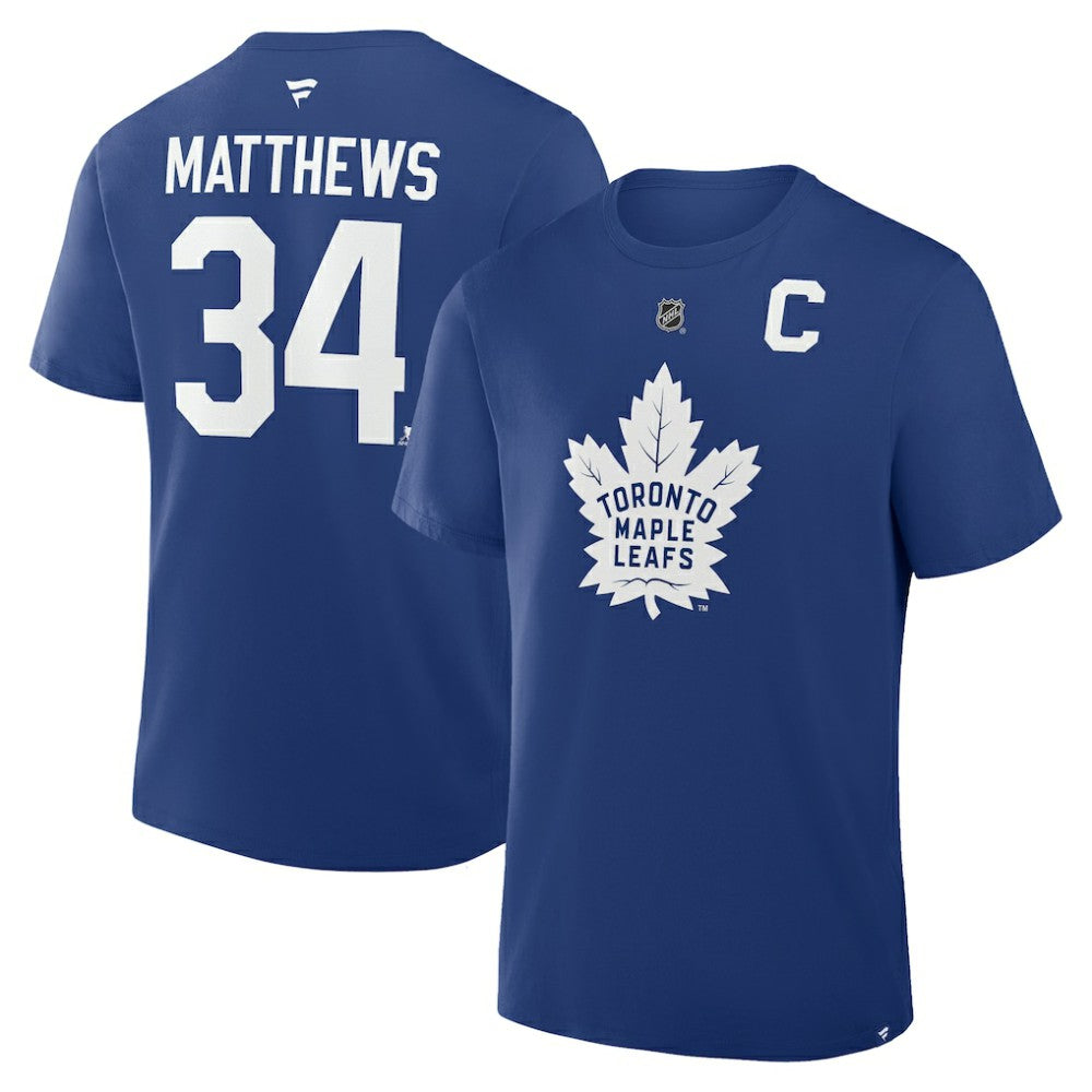 NHL Blue Auston Matthews Toronto Maple Leafs Fanatics Authentic Stack Name & Number T-Shirt