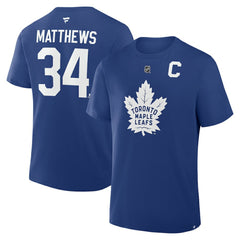 NHL Blue Auston Matthews Toronto Maple Leafs Fanatics Authentic Stack Name & Number T-Shirt