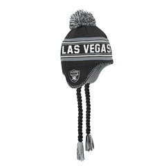 Outerstuff Youth Jacquard Tassel Knit Hat with Pom - Las Vegas Raiders