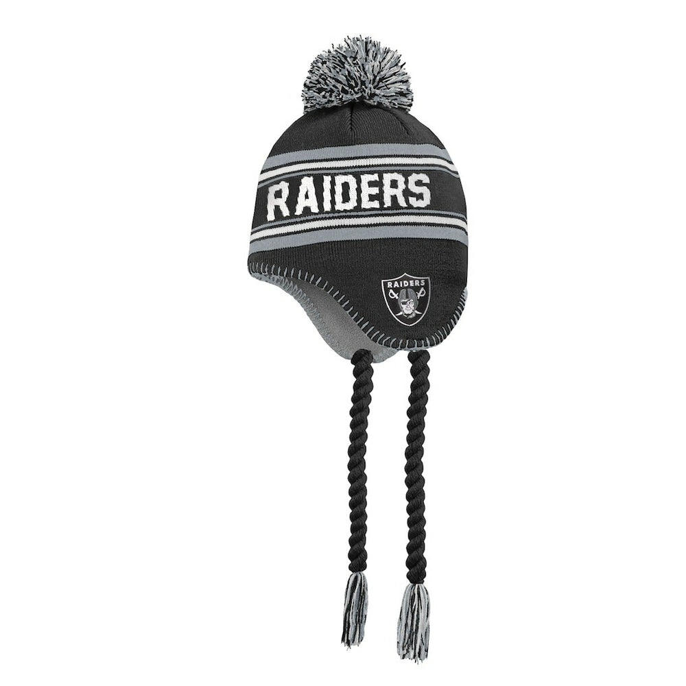 Outerstuff Youth Jacquard Tassel Knit Hat with Pom - Las Vegas Raiders