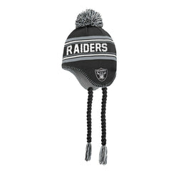 Outerstuff Youth Jacquard Tassel Knit Hat with Pom - Las Vegas Raiders