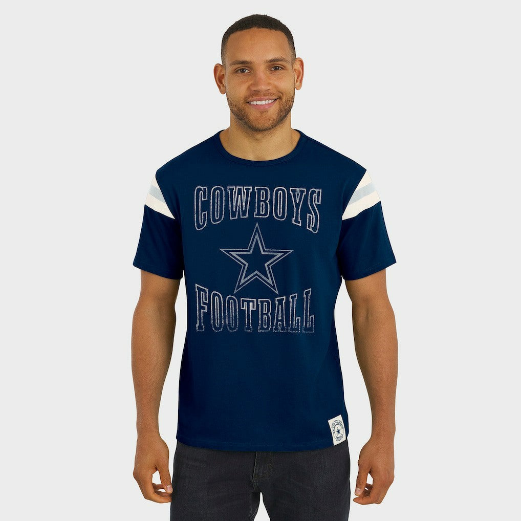 Darius Rucker Collection Distressed Throwback Shoulder Stripe T-Shirt - Dallas Cowboys