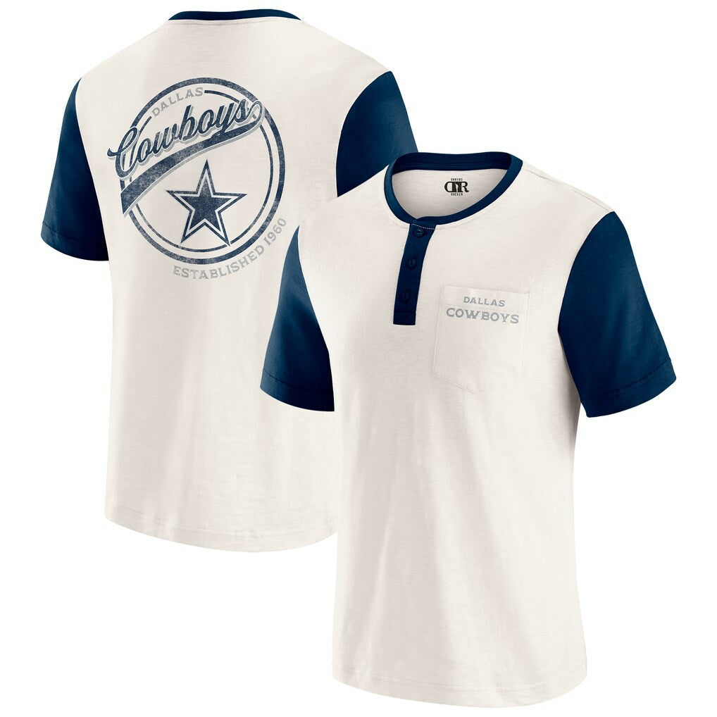 Darius Rucker Collection Henley Colorblock Slub Pocket T-Shirt - Dallas Cowboys