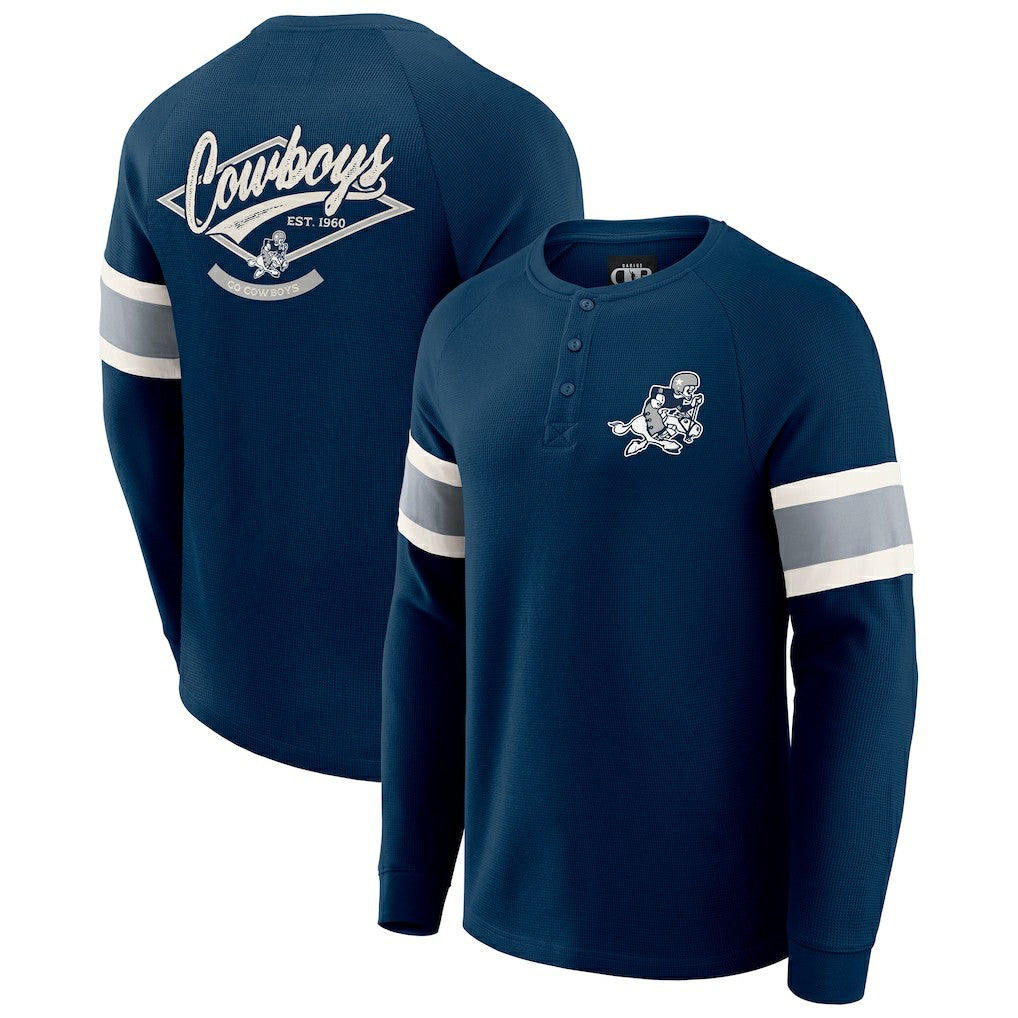 Darius Rucker Collection Waffle-Knit Raglan Long Sleeve Henley T-Shirt - Dallas Cowboys