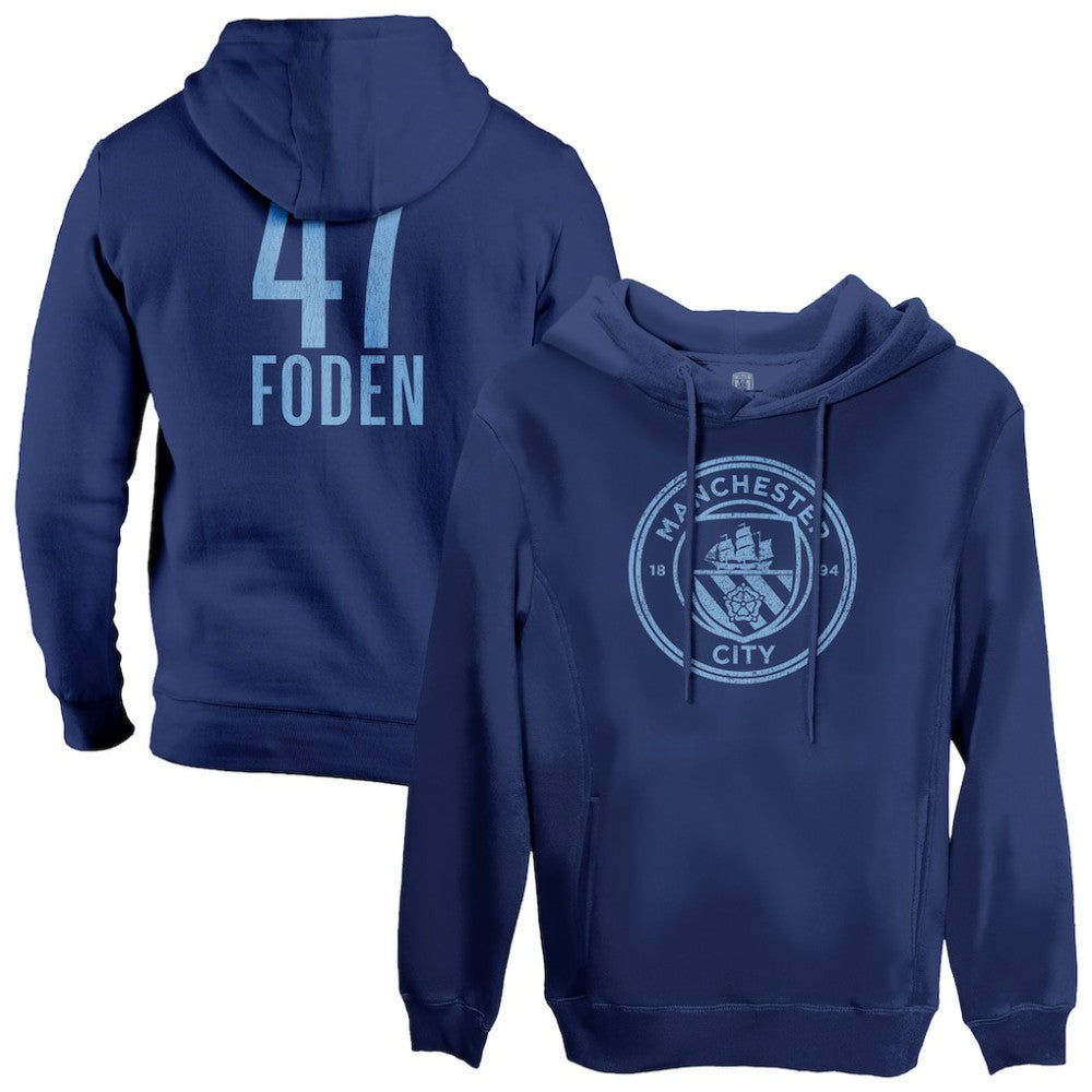 Phil Foden Manchester City 1863FC Player Fleece Pullover Hoodie -  Navy