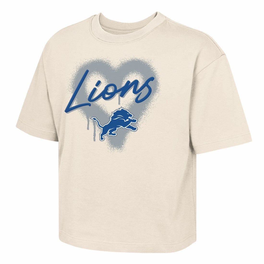 Outerstuff Girl's Youth Spray Heart Boxy T-Shirt - Detroit Lions