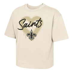 Outerstuff Girl's Youth Spray Heart Boxy T-Shirt - New Orleans Saints
