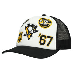NHL White/Black Pittsburgh Penguins Mitchell & Ness Gridlock Trucker Adjustable Hat