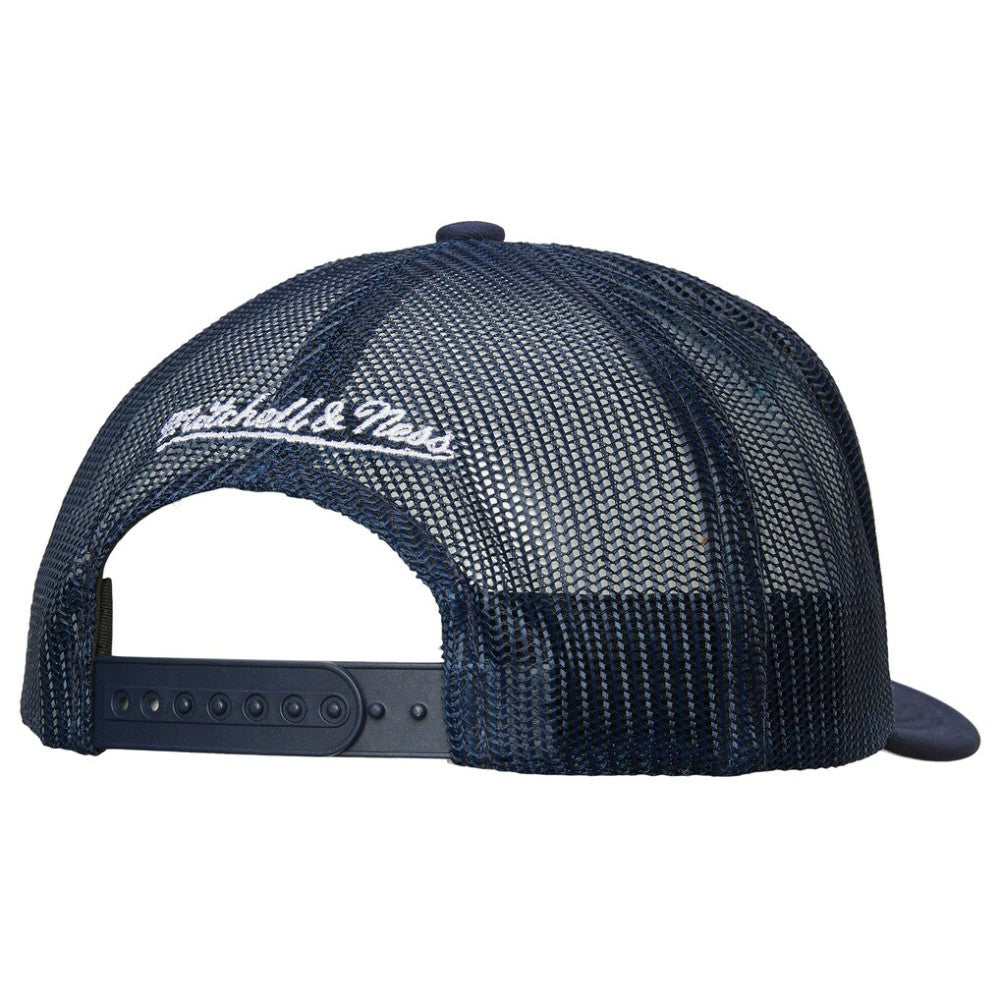 NHL White/Deep Sea Blue Seattle Kraken Mitchell & Ness Gridlock Trucker Adjustable Hat