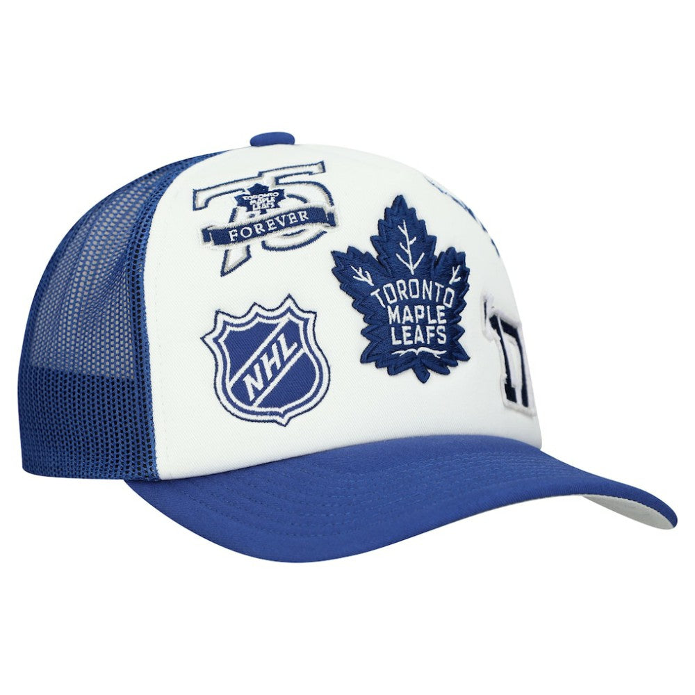 NHL White/Blue Toronto Maple Leafs Mitchell & Ness Gridlock Trucker Adjustable Hat