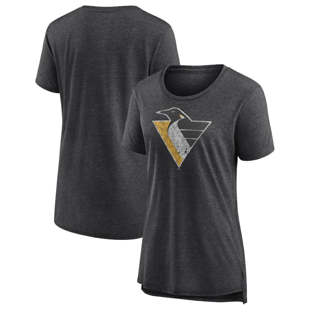 NHL Gray Pittsburgh Penguins Women's Slow Whistle Tri-Blend T-Shirt