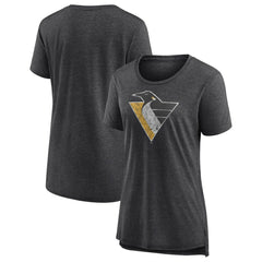 NHL Gray Pittsburgh Penguins Women's Slow Whistle Tri-Blend T-Shirt