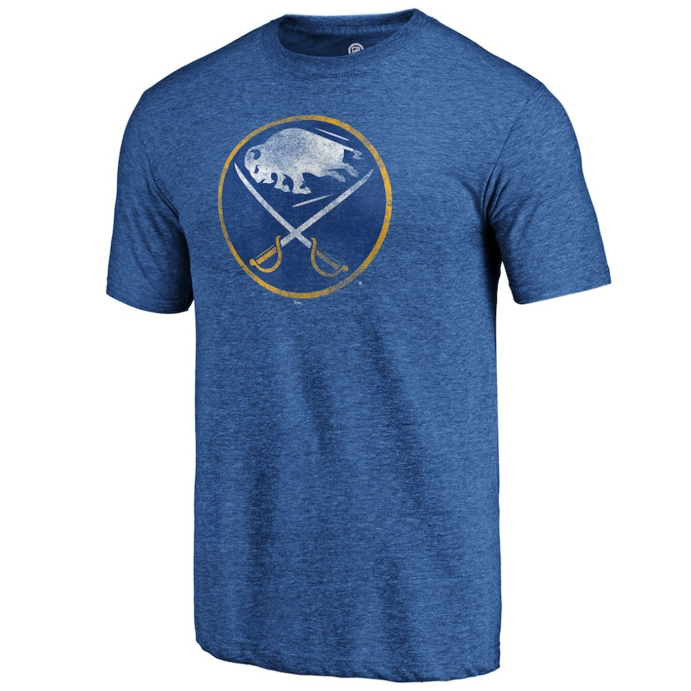 NHL Royal Buffalo Sabres Distressed Logo Tri-Blend T-Shirt