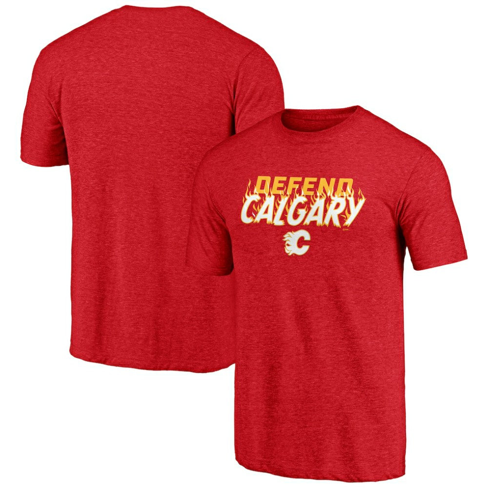NHL Red Calgary Flames Shoot to Score Tri-Blend T-Shirt