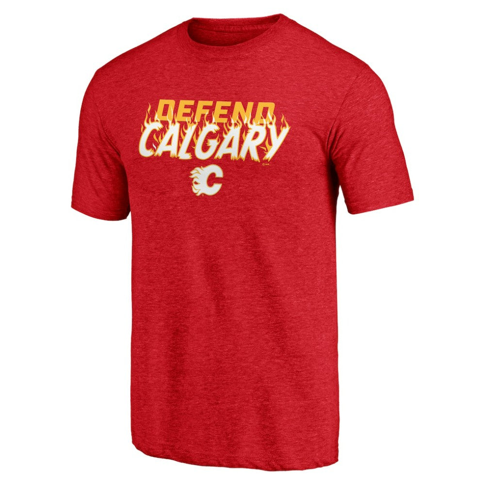 NHL Red Calgary Flames Shoot to Score Tri-Blend T-Shirt