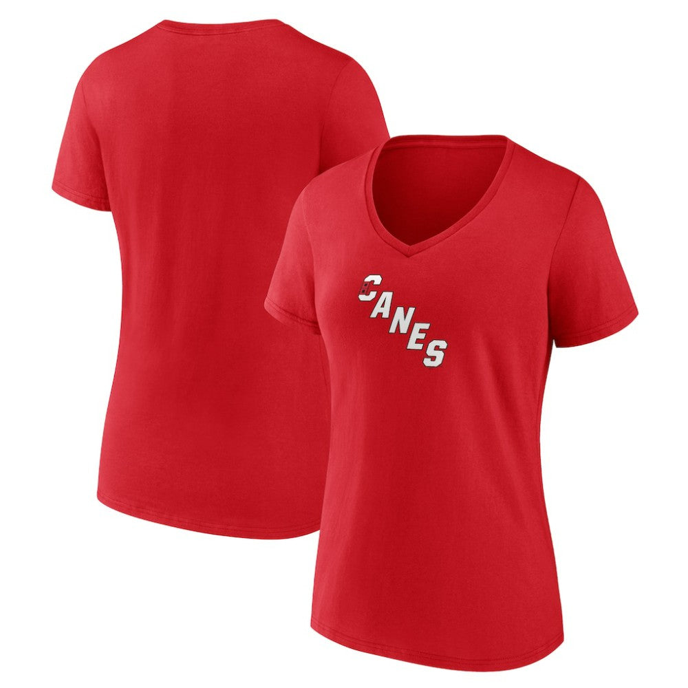 NHL Red Carolina Hurricanes Women's Primary Logo V-Neck T-Shirt