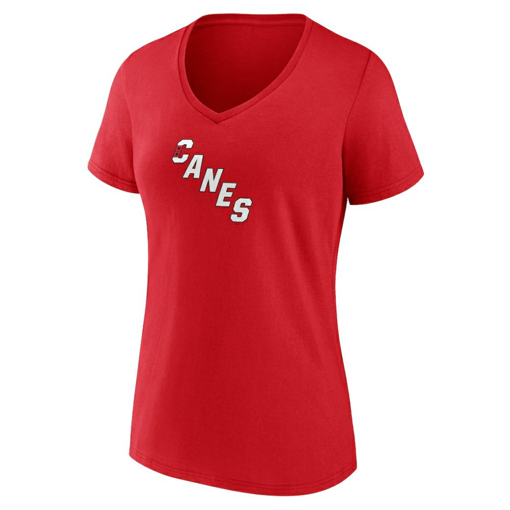 NHL Red Carolina Hurricanes Women's Primary Logo V-Neck T-Shirt