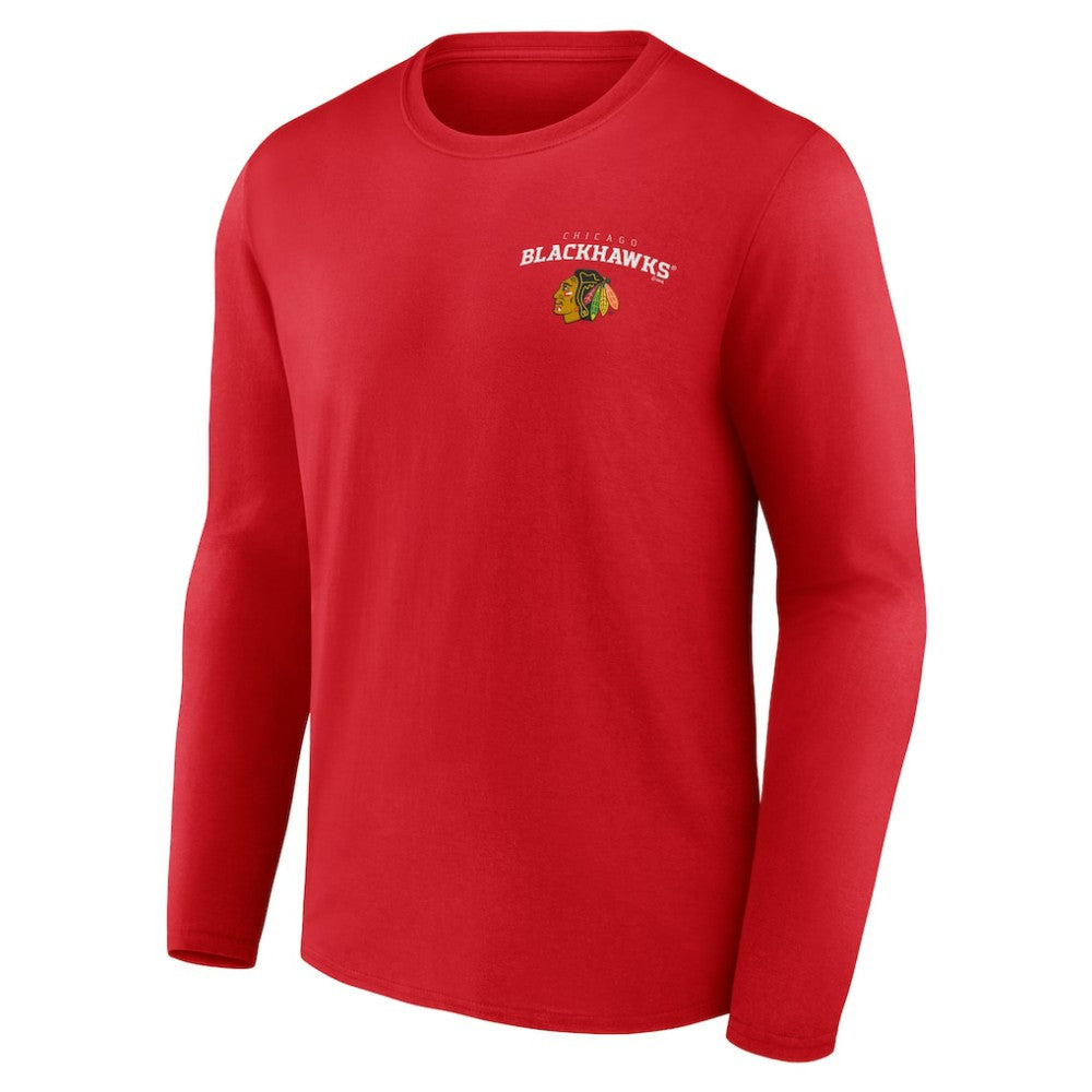 NHL Red Chicago Blackhawks Team Lockup Long Sleeve T-Shirt