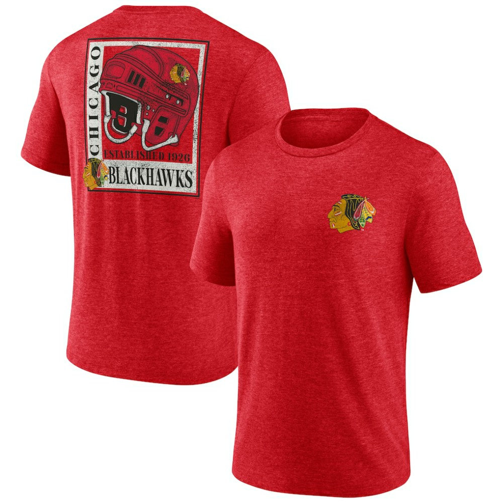 NHL Red Chicago Blackhawks Earnest Will Tri-Blend T-Shirt