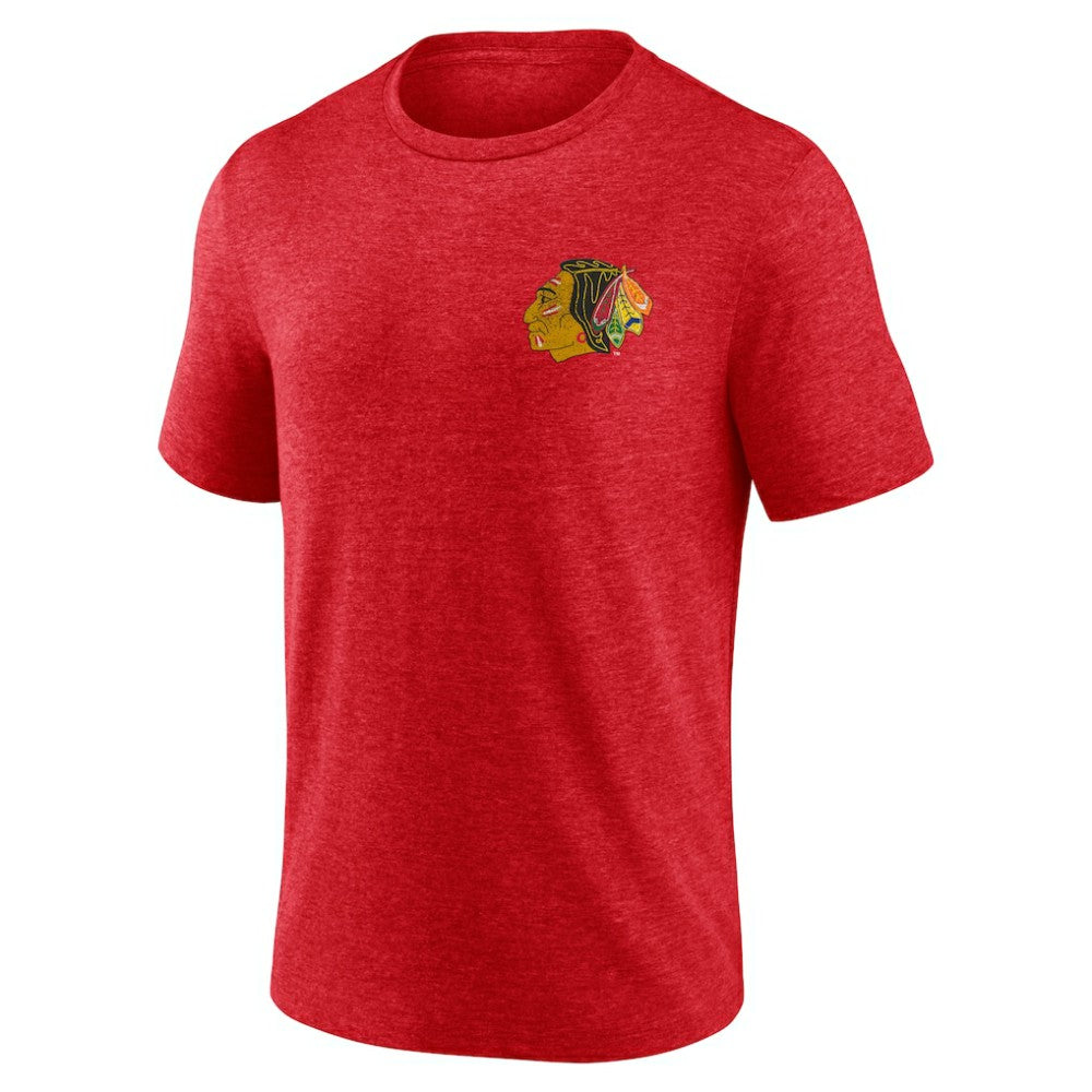 NHL Red Chicago Blackhawks Earnest Will Tri-Blend T-Shirt