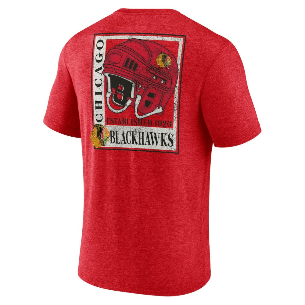 NHL Red Chicago Blackhawks Earnest Will Tri-Blend T-Shirt