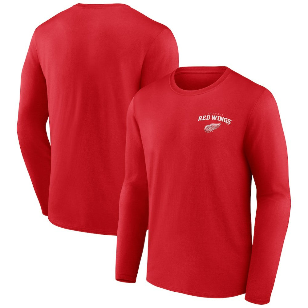 NHL Red Detroit Red Wings Team Lockup Long Sleeve T-Shirt