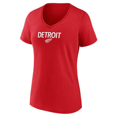 NHL Red Detroit Red Wings Women's Primary Logo V-Neck T-Shirt