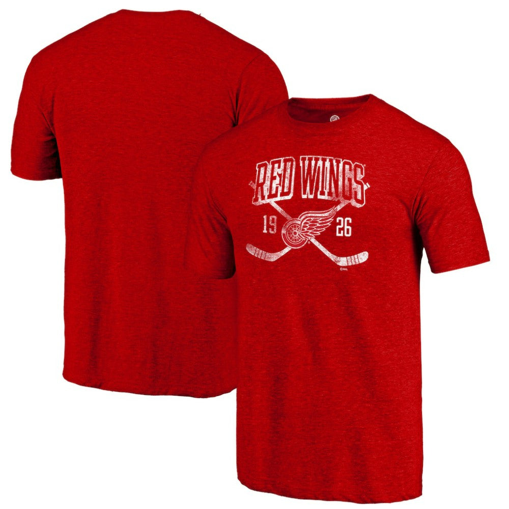 NHL Red Detroit Red Wings Line Shift Tri-Blend T-Shirt