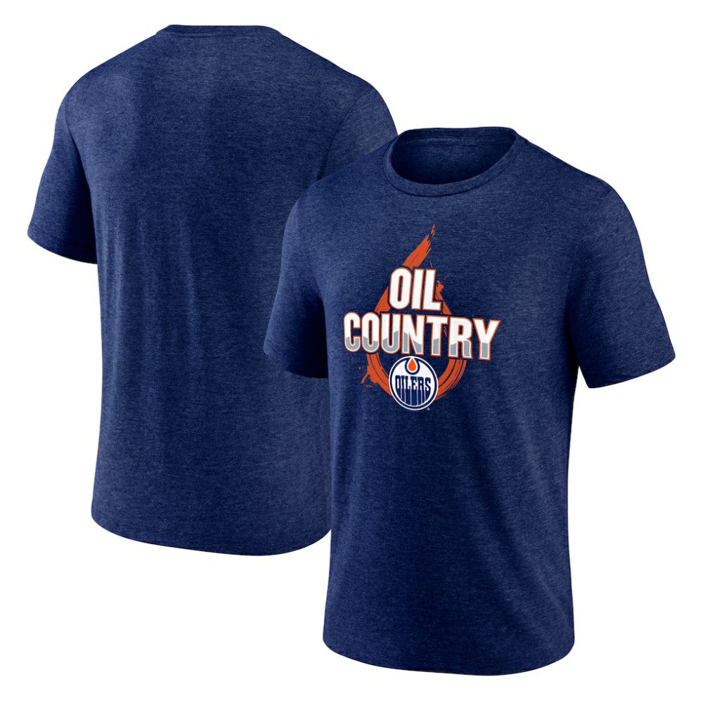 NHL Navy Edmonton Oilers Represent Tri-Blend T-Shirt