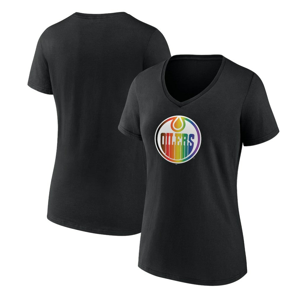 NHL Black Edmonton Oilers Women's Team Pride V-Neck T-Shirt