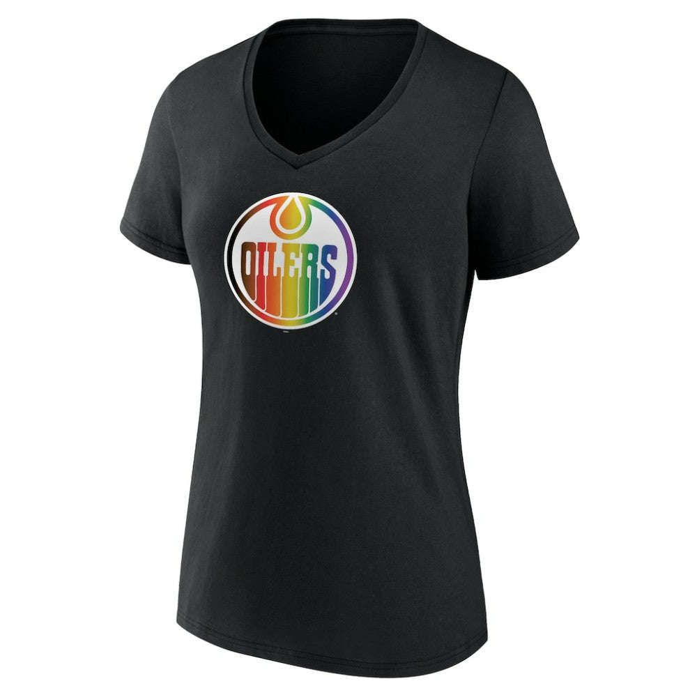 NHL Black Edmonton Oilers Women's Team Pride V-Neck T-Shirt